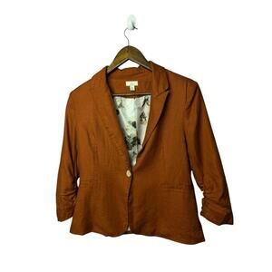 Jules & Leopold Women’s Rust Orange Blazer Jacket Sz S | Ruched Sleeves